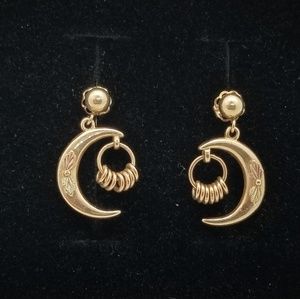 10k Black hills gold moon earrings